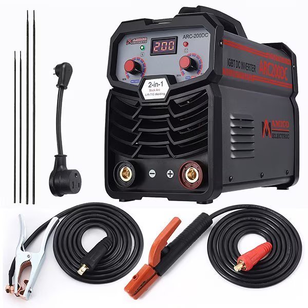 200A Stick & Lift-TIG DC Welder, 80% Duty Cycle, 100-250V Wide Voltage, Compatible all Electrodes., Amico Electric, Mfr#: ARC-200DC